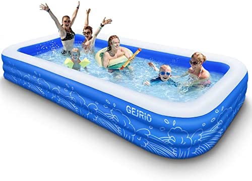1657731963 41Py1U0XC6L. AC  - GEJRIO Inflatable Pool, 150'' x 72'' x 22" Family Full-Sized Inflatable Swimming Pool, Blow Up Pool for Kids, Adults, Toddlers, Oversize Lounge Kiddie Pools for Outdoor, Garden, Backyard
