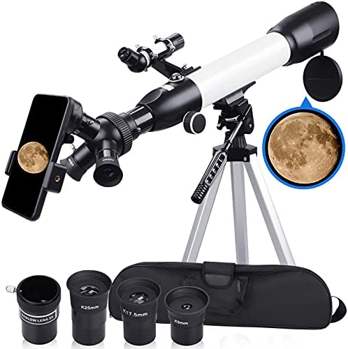 Telescope,20X-167X HD Telescop 60mm Aperture 500mm AZ Mount Astronomical Refracting Telescope Adjustable Portable Telescopes with Adjustable Tripod, Phone Adapter, Nylon Bag