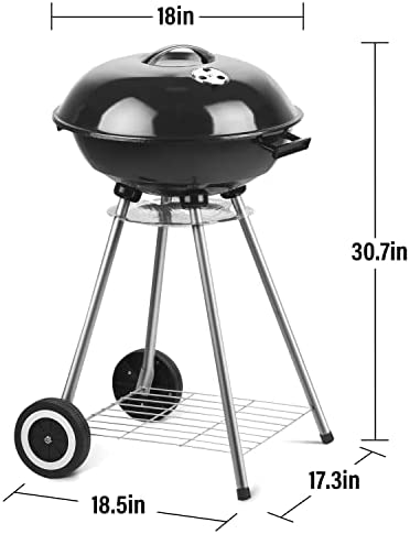 41 YHCfs 6L. AC  - DOIT Charcoal Grills, 18.5” Portable BBQ Kettle Grill with Wheels for Outdoor Cooking Barbecue Camping-Heavy Duty Coal Grills with Thickened Grilling Bowl for Patio Backyard Park