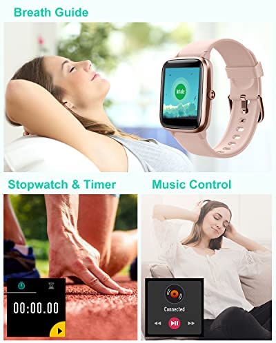 41AaMcbbyuL. AC  - GRV Smart Watch for iOS and Android Phones, Watches for Men Women IP68 Waterproof Smartwatch Fitness Tracker Watch with Heart Rate/Sleep Monitor Steps Calories Counter (Pink)