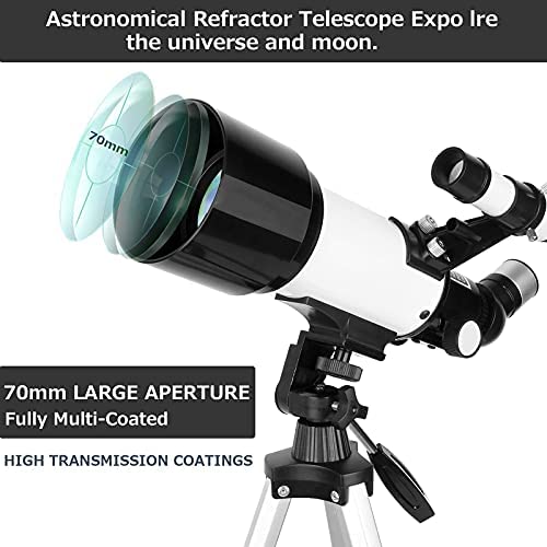 41MGXWt60EL. AC  - Telescope,70mm Aperture 500mm Telescope for Adults & Kids, Astronomical Refractor Telescopes AZ Mount Fully Multi-Coated Optics with Carrying Bag, Wireless Remote,Tripod Phone Adapter