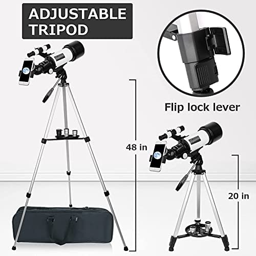 41UcZp PPpL. AC  - Telescope,70mm Aperture 500mm Telescope for Adults & Kids, Astronomical Refractor Telescopes AZ Mount Fully Multi-Coated Optics with Carrying Bag, Wireless Remote,Tripod Phone Adapter