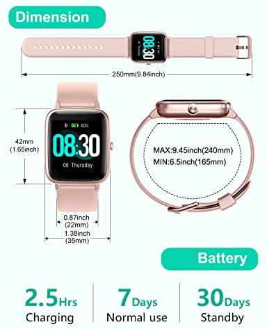 41XI85v6uBL. AC  - GRV Smart Watch for iOS and Android Phones, Watches for Men Women IP68 Waterproof Smartwatch Fitness Tracker Watch with Heart Rate/Sleep Monitor Steps Calories Counter (Pink)
