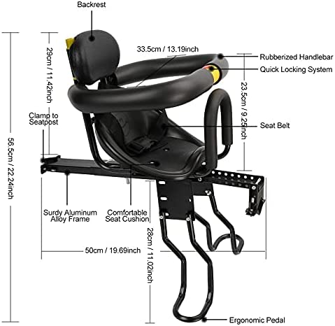 41hOB+1ey2L. AC  - FORTOP Bicycle Baby Kids Child Front Mount Seat USA Safely Carrier with Handrail