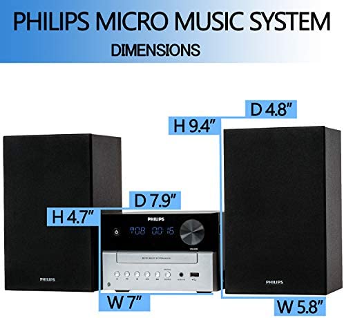 41ictPEOs0L. AC  - Philips Bluetooth Stereo System for Home with CD Player, MP3, USB, Audio in, FM Radio, Bass Reflex Speaker, 18W, Remote Control Included