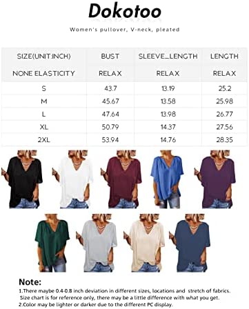 41oGenwJVgL. AC  - Dokotoo Womens Chiffon Blouses Casual Solid Bell Sleeve Shirt Loose V Neck Pleated Tunic Tops