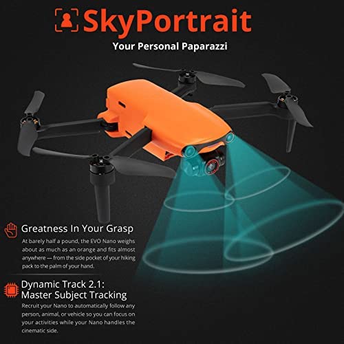 41xx  JAxdL. AC  - Autel Robotics EVO Nano+ Drone, 1/1.28" CMOS 50MP 4K/30fps HDR Video PDAF + CDAF Autofocus Master Subject Tracking Advanced Obstacle Avoidance 10km 2.7K Video Transmission, 249g Ultralight Foldable Camera Quadcopter with 3-Axis Gimbal, Premium Bundle (Orange)