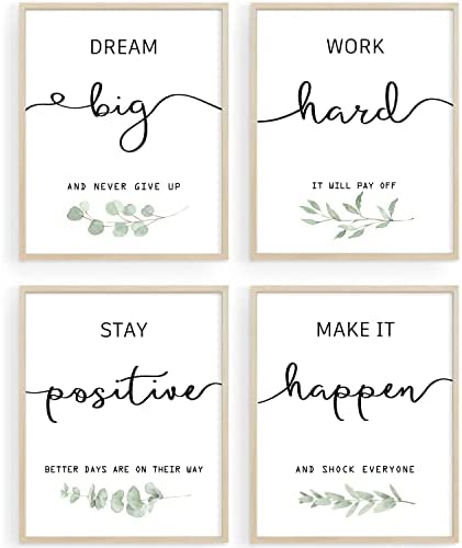 41xxeVgv4eL. AC  - Inspirational Wall Art Office Decor, Motivational UNFRAMED Wall Art Prints for Bedroom | Living Room | Office | Classroom, Black and White Daily Positive Affirmations Poster for Women Men Kids, Set of 4, 8"x10"