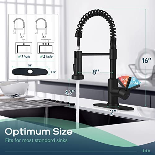 51 qXYUEqvL. AC  - Black Kitchen Faucet , ARRISEA Pull Down Sprayer Smart Kitchen Sink Faucet with Deck Plate, Stainless Steel Sink Faucets with 32 Inches Supply Line