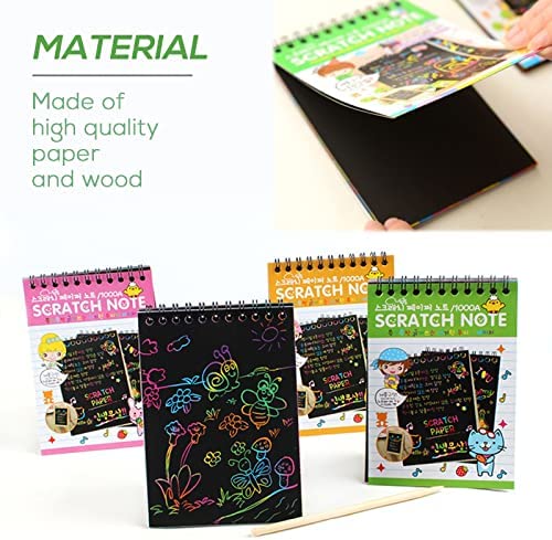 51A402wdePL. AC  - 20 Pack Scratch Art Notebooks,Rainbow Scratch Paper Notes,Scratch Note Pads for Children's Day Gift,Kids Arts and Crafts Perfect Travel Activity,25 Wooden Stylus & 4 Drawing Stencils