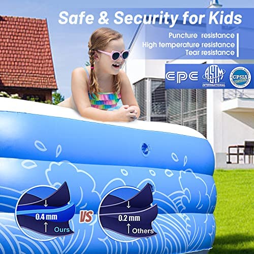 51QFJStnxrL. AC  - GEJRIO Inflatable Pool, 150'' x 72'' x 22" Family Full-Sized Inflatable Swimming Pool, Blow Up Pool for Kids, Adults, Toddlers, Oversize Lounge Kiddie Pools for Outdoor, Garden, Backyard