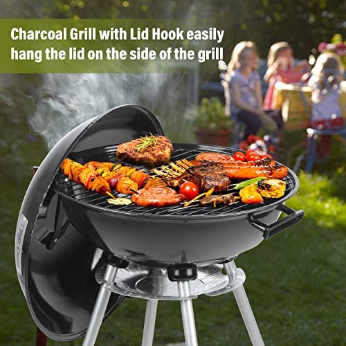 51W51G14tZL. AC  - DOIT Charcoal Grills, 18.5” Portable BBQ Kettle Grill with Wheels for Outdoor Cooking Barbecue Camping-Heavy Duty Coal Grills with Thickened Grilling Bowl for Patio Backyard Park