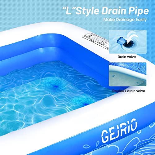 51XDGOyl85L. AC  - GEJRIO Inflatable Pool, 150'' x 72'' x 22" Family Full-Sized Inflatable Swimming Pool, Blow Up Pool for Kids, Adults, Toddlers, Oversize Lounge Kiddie Pools for Outdoor, Garden, Backyard