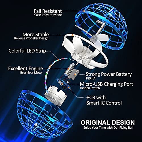 51d1zBxaJ5L. AC  - AMERFIST Flying Ball Toys, Hover Orb, 2022 Magic Controller Mini Drone, Boomerang Spinner 360 Rotating Spinning UFO Safe for Kids Adults (Blue)