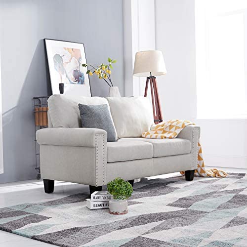 51uPetRhxyL. AC  - LOKATSE HOME Upholstered Loveseat Sofa Comfortable Modern Couch Indoor Furniture for Living Room, Bedroom, Office, Beige