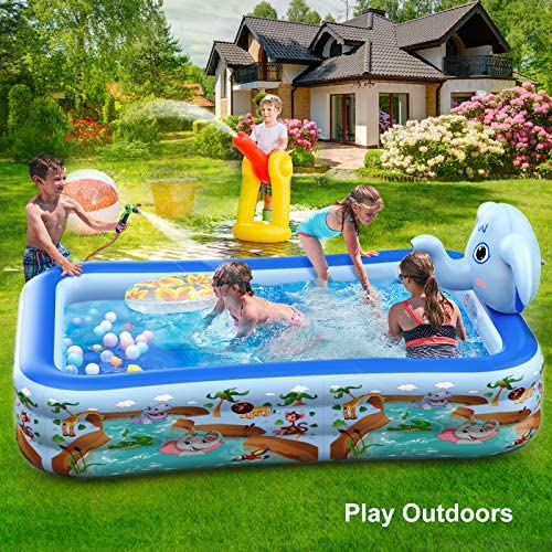617WVvA2a5L. AC  - Hamdol Inflatable Swimming Pool with Sprinkler, Kiddie Pool 99" X 72" X 22" Family Full-Sized Inflatable Pool, Blow Up Lounge Pools Above Ground Pool for Kids, Adult, Age 3+, Outdoor, Garden, Party