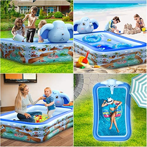 61IgVwJba6L. AC  - Hamdol Inflatable Swimming Pool with Sprinkler, Kiddie Pool 99" X 72" X 22" Family Full-Sized Inflatable Pool, Blow Up Lounge Pools Above Ground Pool for Kids, Adult, Age 3+, Outdoor, Garden, Party