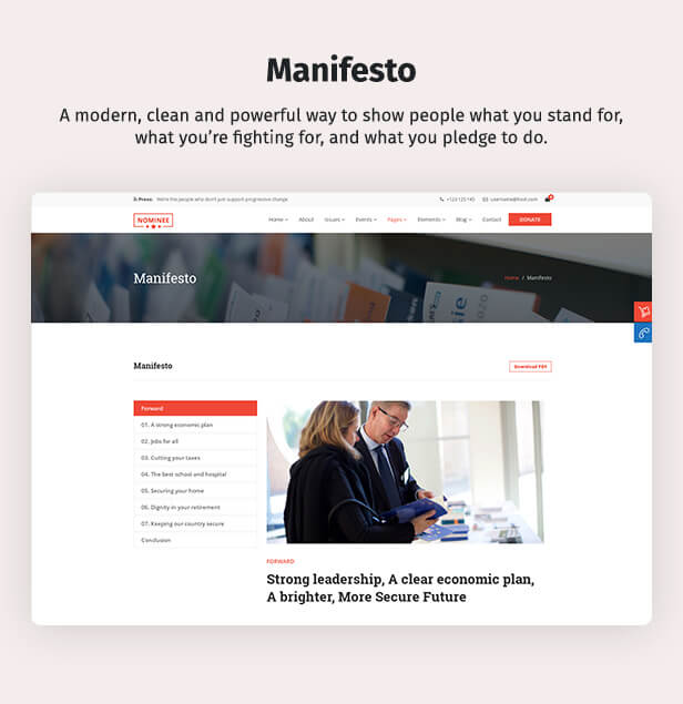 8 - Nominee - Political WordPress Theme for Candidate/Political Leader
