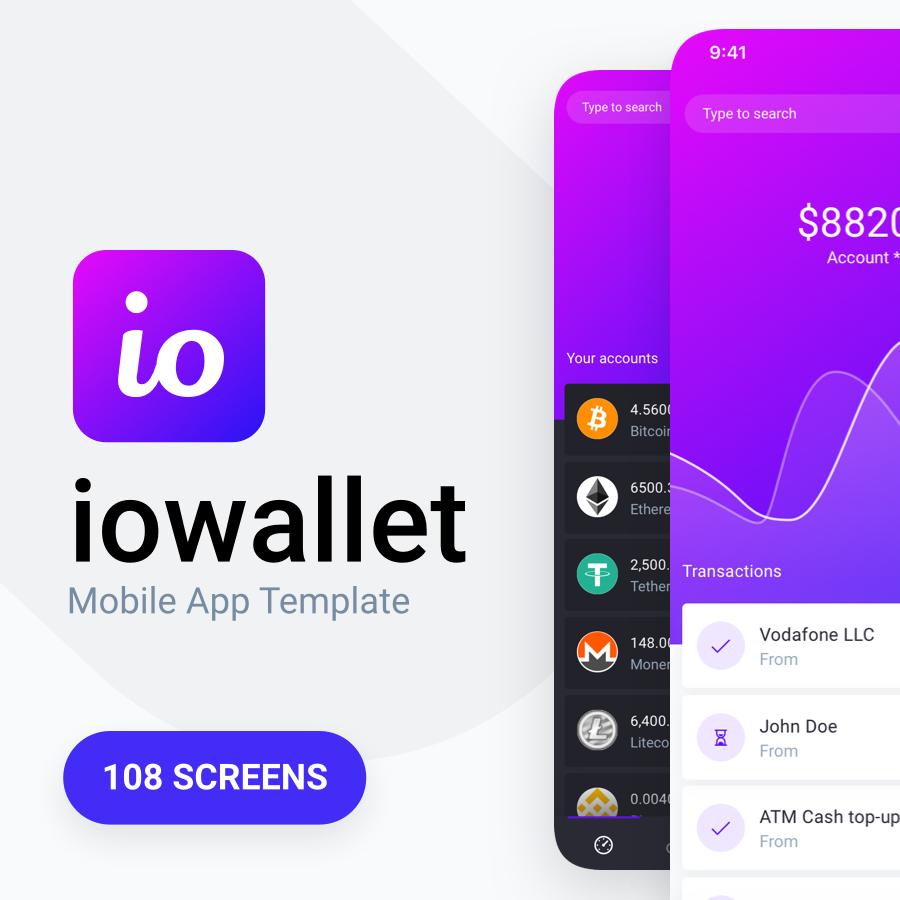 Fb 01 - IOWalley - Mobile UI kit for Banking Apps & Crypto Wallets