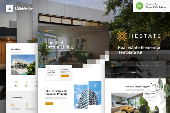 hestate cover - Hestate – Real Estate Elementor Template Kit