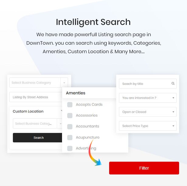 intelligent search - DWT - Directory & Listing WordPress Theme