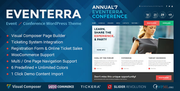main banner.  large preview - Eventerra - Event / Conference WordPress Theme