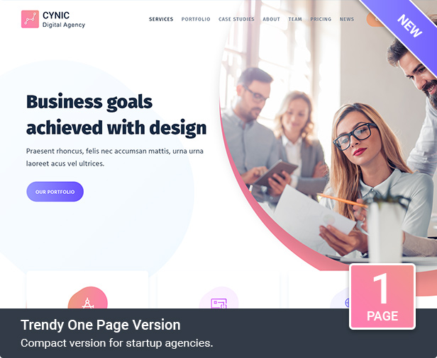 trendy one page agency - Cynic - Digital Agency Template