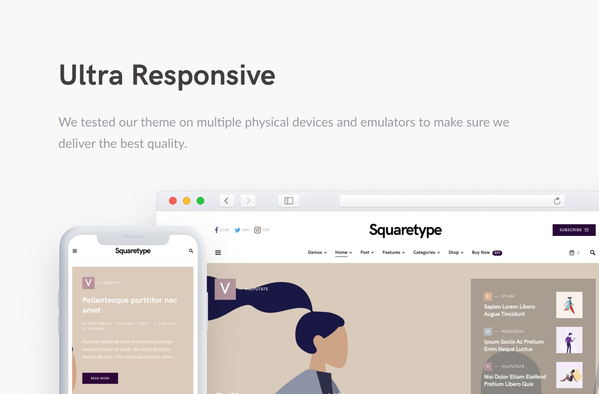 ultra responsive - Squaretype - Modern Blog WordPress Theme