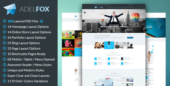 00 AdelFox Preview.  large preview - JustLanded - WordPress Landing Page