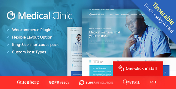 01 medical clinic preview.  large preview - Medical Clinic - Doctor and Hospital Health WordPress Theme