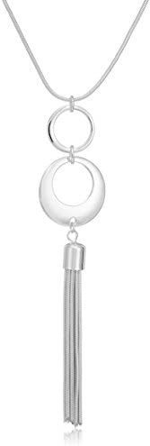 Nine West Ring Around Silvertone Tassel Pendant Necklace, 36″ L