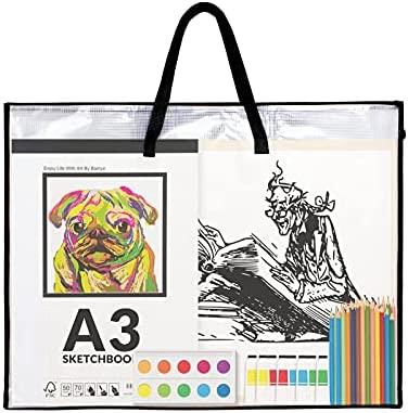 1659766440 41FJdaqJe1L. AC  - SUNEE 19x25 Art Portfolio Bag, Artist Supply Organizer with Handle, Zippered Storage Folder for Artwork, Poster, Scrapbook, Keepsake and Bulletin Board
