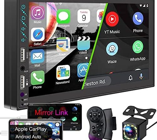 1660243092 51qYZymiDqL. AC  500x445 - Double Din Car Stereo Radio Voice Control Apple Carplay&Android Auto,7In HD LCD TouchScreen - Bluetooth,MP5 Player/A/V In,USB/SD/2.1A Charge,Backup Camera,Mirror Link,SWC,A/FM Audio Receiver,Subwoofer