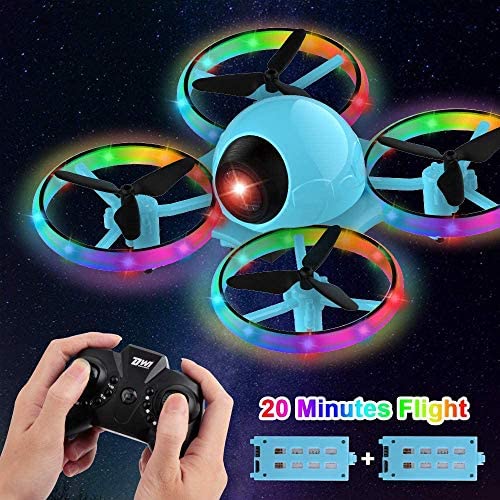 Dwi Dowellin 6.3 Inch 10 Minutes Long Flight Time Mini Drone for Kids with Blinking Light One Key Take Off Spin Flips RC Nano Quadcopter Toys Drones for Beginners Boys and Girls, Blue