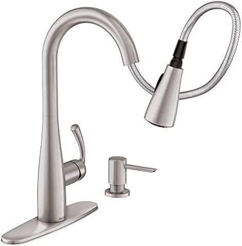 31190m8bEnL. AC  - Moen 87014SRS Essie Pull-Down Sprayer Kitchen Faucet in Spot Resist Stainless with Soap Dispenser, Spot Resist Stainless