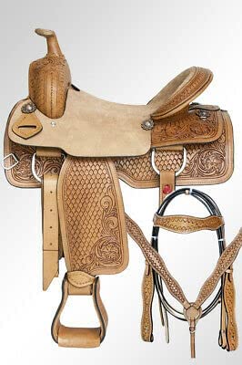 417s6a7KKCL. AC  - Ali Leather Store Western Leather Barrel Racing Horse Saddle with Matching Headstall, Breastplate, Reins & Back Cinch Size 10" to 18" Inches Seat.