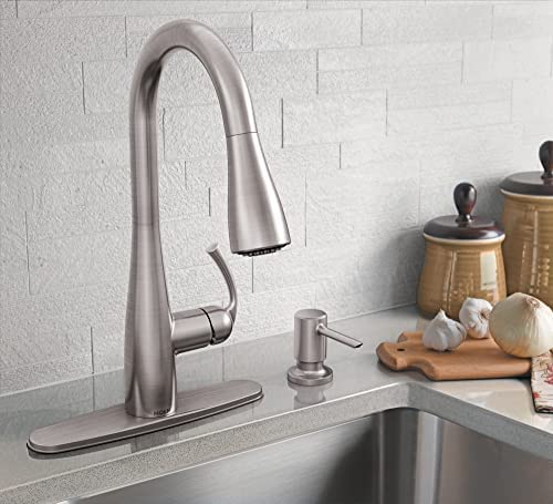 41ELGoMf+ML. AC  - Moen 87014SRS Essie Pull-Down Sprayer Kitchen Faucet in Spot Resist Stainless with Soap Dispenser, Spot Resist Stainless