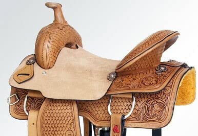 41HfepKV+DL. AC  - Ali Leather Store Western Leather Barrel Racing Horse Saddle with Matching Headstall, Breastplate, Reins & Back Cinch Size 10" to 18" Inches Seat.