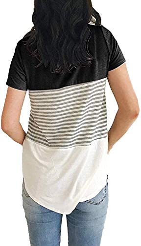 41UjWd9OIiL. AC  - Hount Womens Back Lace Color Block Tunic Tops Long Sleeve T-shirts Blouses with Striped Hem