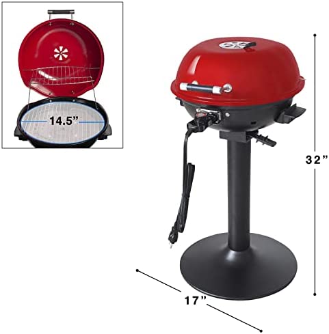 41p9Vm7AteL. AC  - Homewell Electric BBQ Grill for Indoor & Outdoor with Warming Rack 1600 Watts (Red)