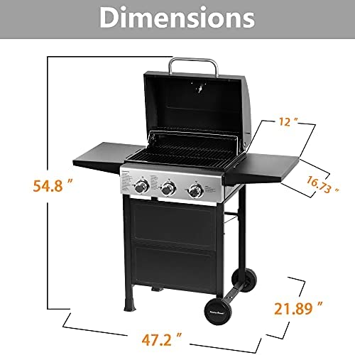 41tu2bj8CDL. AC  - MASTER COOK Classic Liquid Propane Gas Grill, 3 Bunner with Folding Table, Black