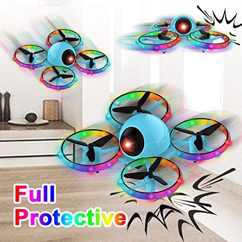 51Ey78ar70L. AC  - Dwi Dowellin 6.3 Inch 10 Minutes Long Flight Time Mini Drone for Kids with Blinking Light One Key Take Off Spin Flips RC Nano Quadcopter Toys Drones for Beginners Boys and Girls, Blue