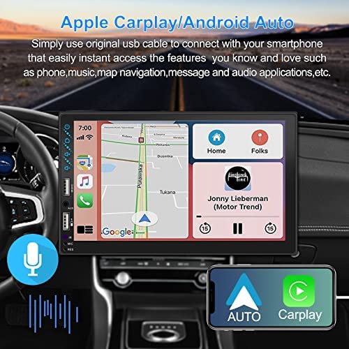 51GHI2L+mUL. AC  - Double Din Car Stereo Radio Voice Control Apple Carplay&Android Auto,7In HD LCD TouchScreen - Bluetooth,MP5 Player/A/V In,USB/SD/2.1A Charge,Backup Camera,Mirror Link,SWC,A/FM Audio Receiver,Subwoofer