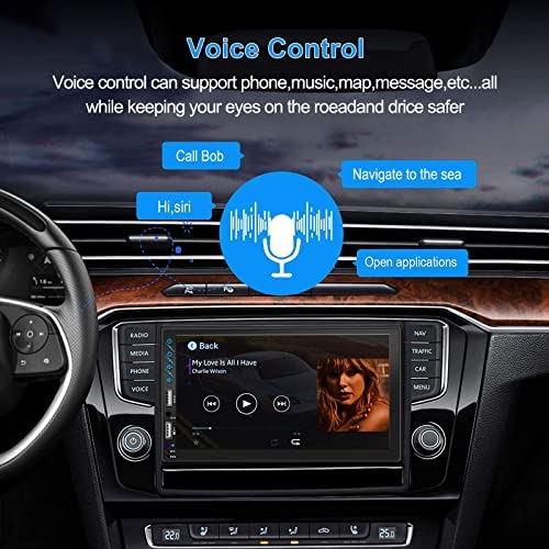 51IlJfJw3kL. AC  - Double Din Car Stereo Radio Voice Control Apple Carplay&Android Auto,7In HD LCD TouchScreen - Bluetooth,MP5 Player/A/V In,USB/SD/2.1A Charge,Backup Camera,Mirror Link,SWC,A/FM Audio Receiver,Subwoofer