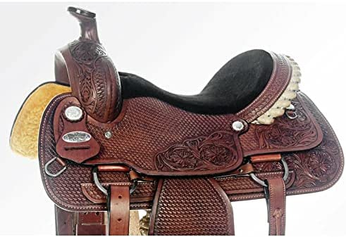 51SiTuP6L6L. AC  - Ali Leather Store Western Leather Hand Carved Ranch Roper Horse Saddle with Matching Headstall, Breastplate, Reins & Back Cinch, seat Size 10" to 18" Inches.