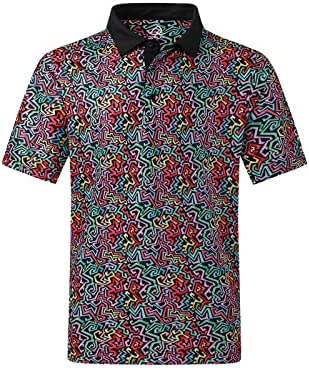 51YBui04jAL. AC  - DEOLAX Mens Polo Shirts Fashion Print Golf Polo Shirts Casual Classic Dry Fit Soft Breathable Short Sleeve Polo Shirts