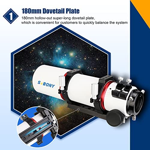 51f5j DP12L. AC  - SVBONY SV550 Telescope, 80mm F6 APO Triplet Refractor OTA, 180mm Dovetail Plate, 2.5 inches Micro-Reduction Rap Focuser, Telescope Adults for Deep Sky Astrophotography and Observation