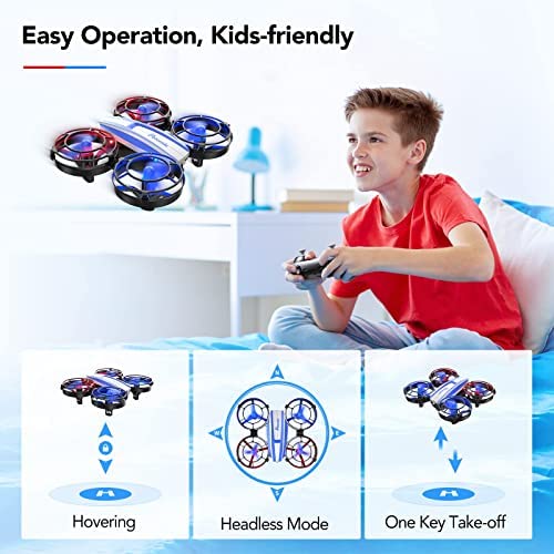 51i7ZGHuXdL. AC  - Potensic A21 Mini Drones for Kids, 2 Pack IR Battle Drone with LED Lights, RC Quadcopter with 3D Flip, 3 Speeds, Headless Mode, Altitude Hold, Toy Gift for Boys Girls (Red and Blue)