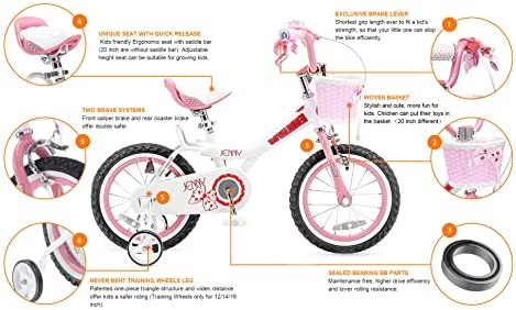 51iGd6IFKTL. AC  - RoyalBaby Jenny Kids Bike Girls 12 14 16 18 20 Inch Children's Bicycle with Basket for Age 3-12 Years