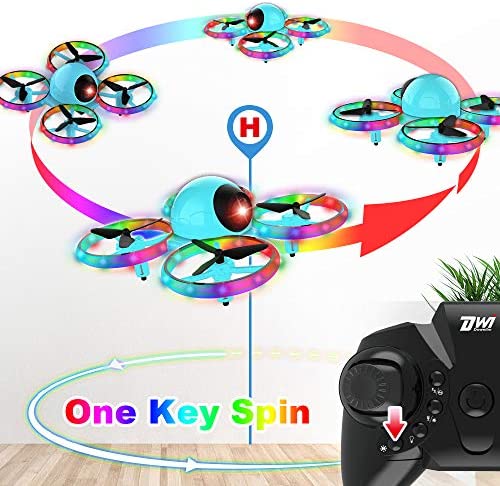 51mTg1dn1cL. AC  - Dwi Dowellin 6.3 Inch 10 Minutes Long Flight Time Mini Drone for Kids with Blinking Light One Key Take Off Spin Flips RC Nano Quadcopter Toys Drones for Beginners Boys and Girls, Blue